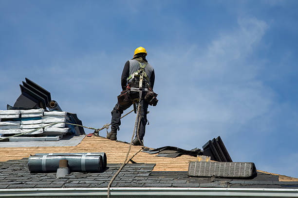Professional Gutter Installation technician working in Bay Shore, NY
